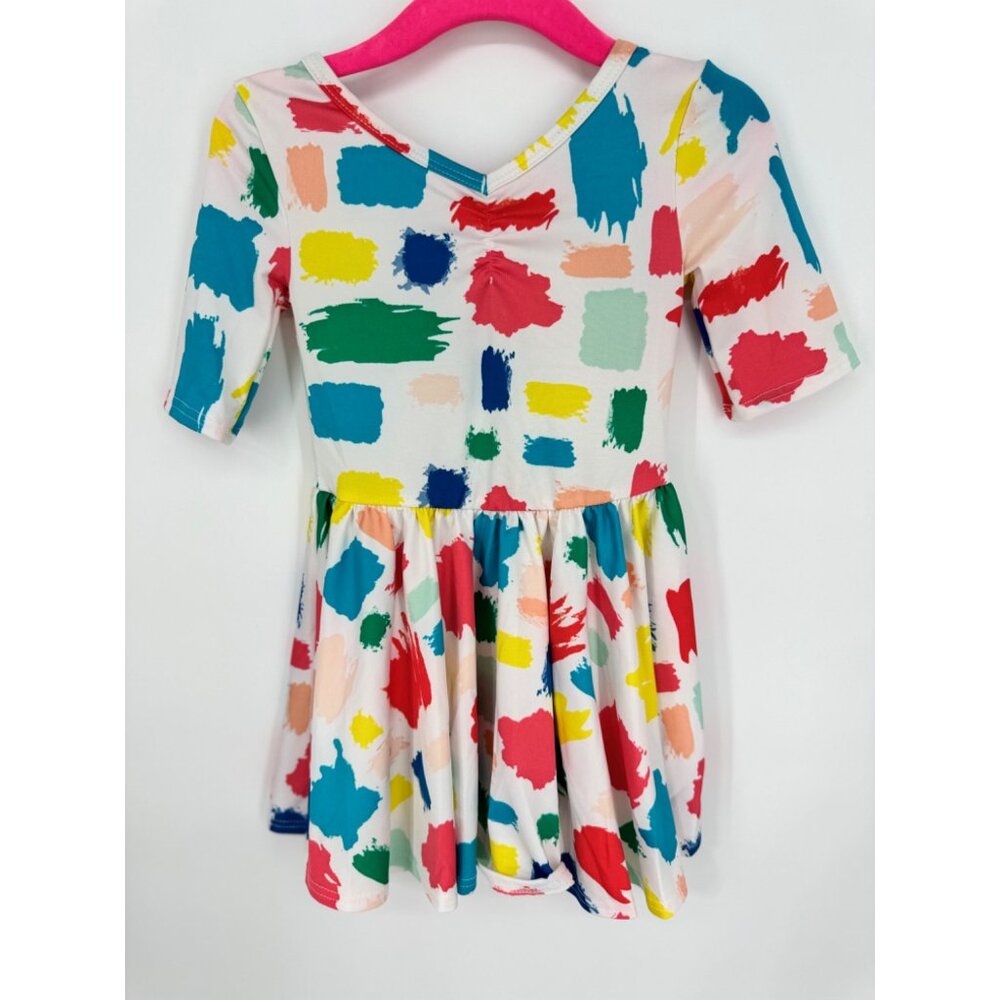 Dotdotsmile Girls Dress Size 12/24 Months Multi Color Blocks NWT